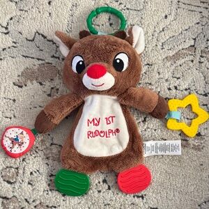 My 1st Rudolph Plush Toy with Red Nose and Green Handle
